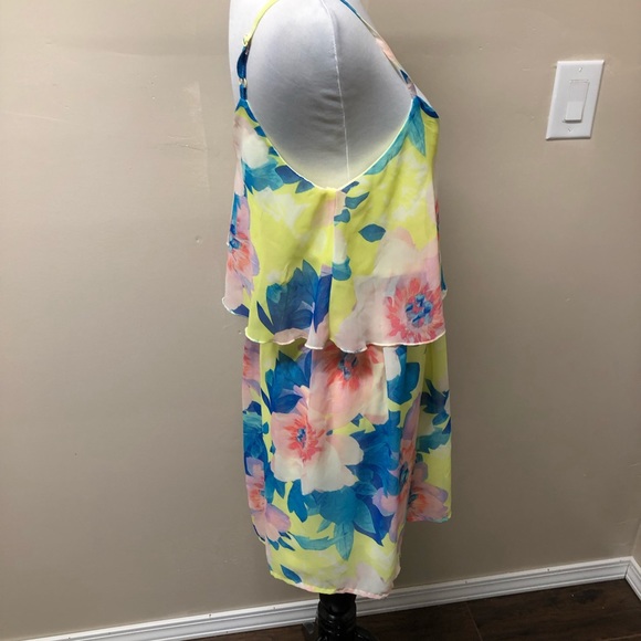Charlotte Russe Floral Neon Dress Size Medium - Picture 4 of 8